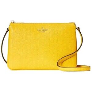 Kate Spade Leila Triple Gusset Sunflower Yellow Leather Crossbody WKR00448